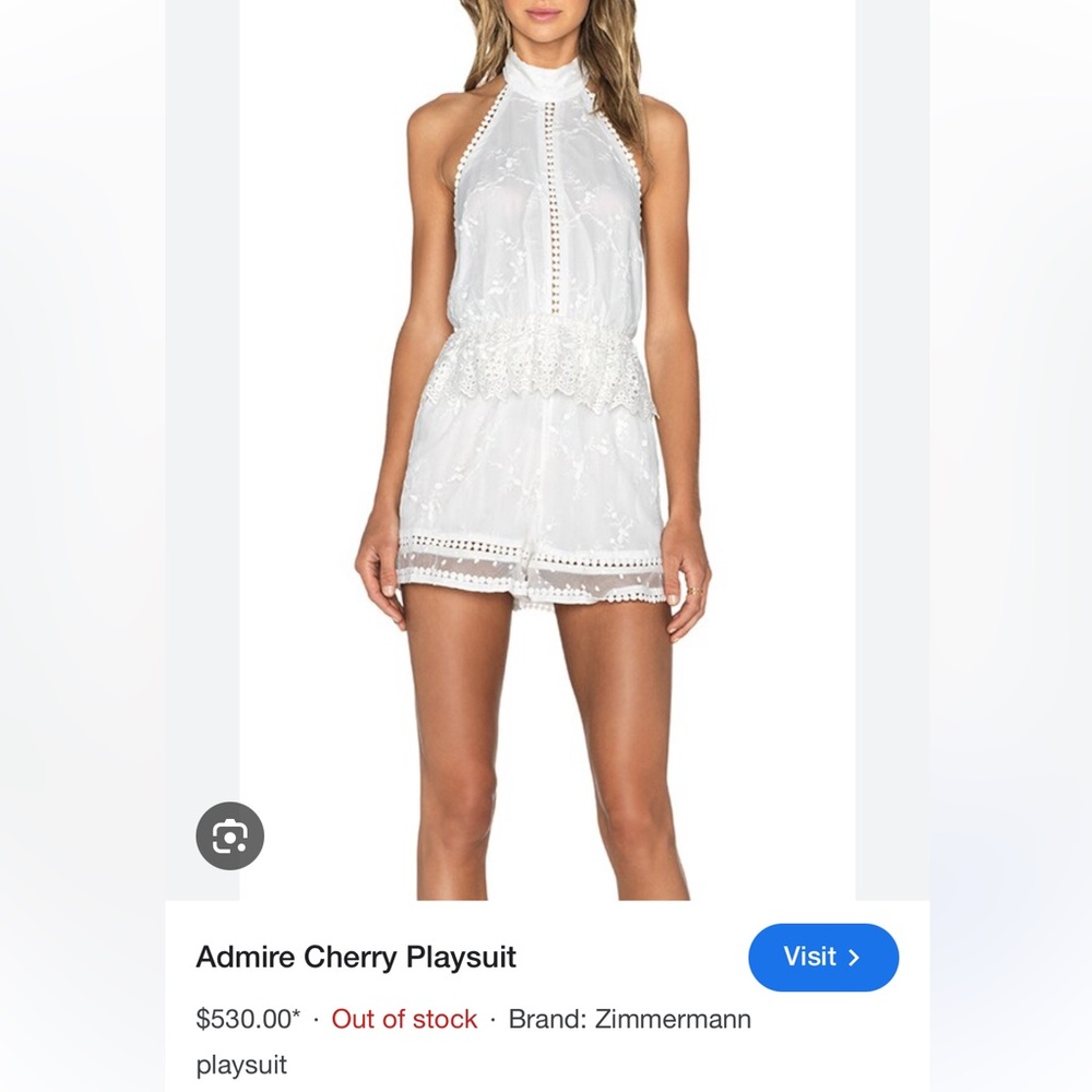 Zimmerman Admire Cherry Elegant Cream Lace Playsuit Romper NWT - Picture 11 of 11